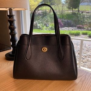 Coach Black Leather Lora Satchel Carryall 30 91740